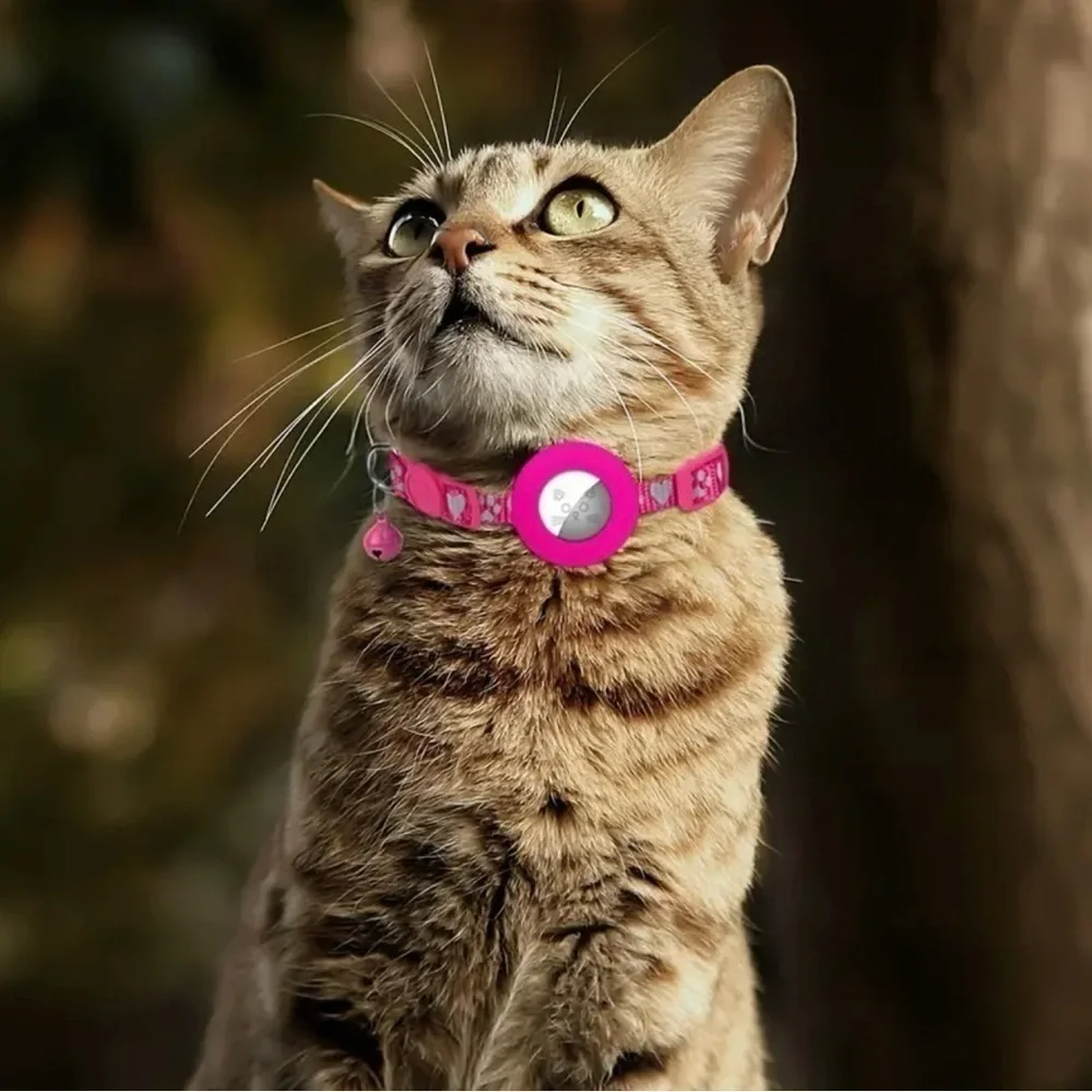 Reflective Collar For Cats With Bell and Silicone Holder For Tracker New